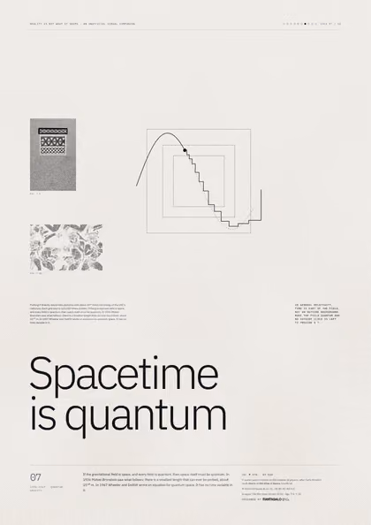 Poster 07·B10 for idea 07, “Spacetime is quantum”: a smooth curve that turns into a staircase.